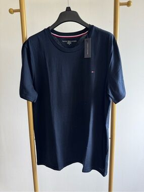 Tommy Hilfiger Navy Short-Sleeve Crew Neck T-Shirt with Flag Logo